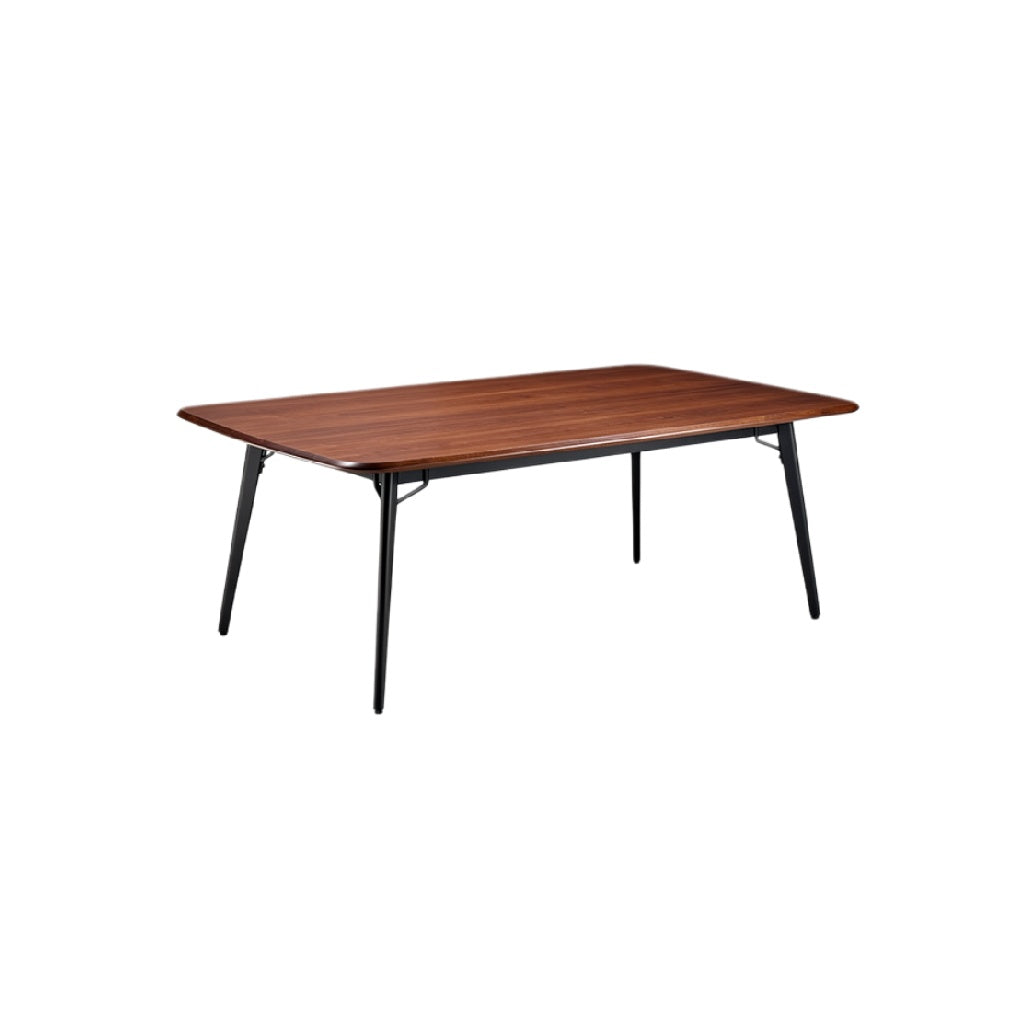 Eettafel van hout met metalen poten