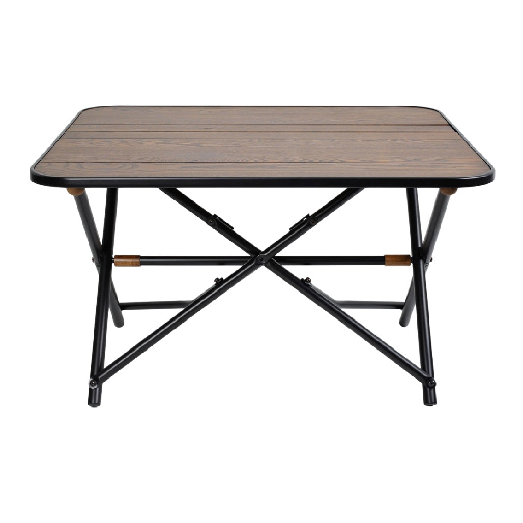 Moderne opvouwbare tafel met houten blad en zwart frame